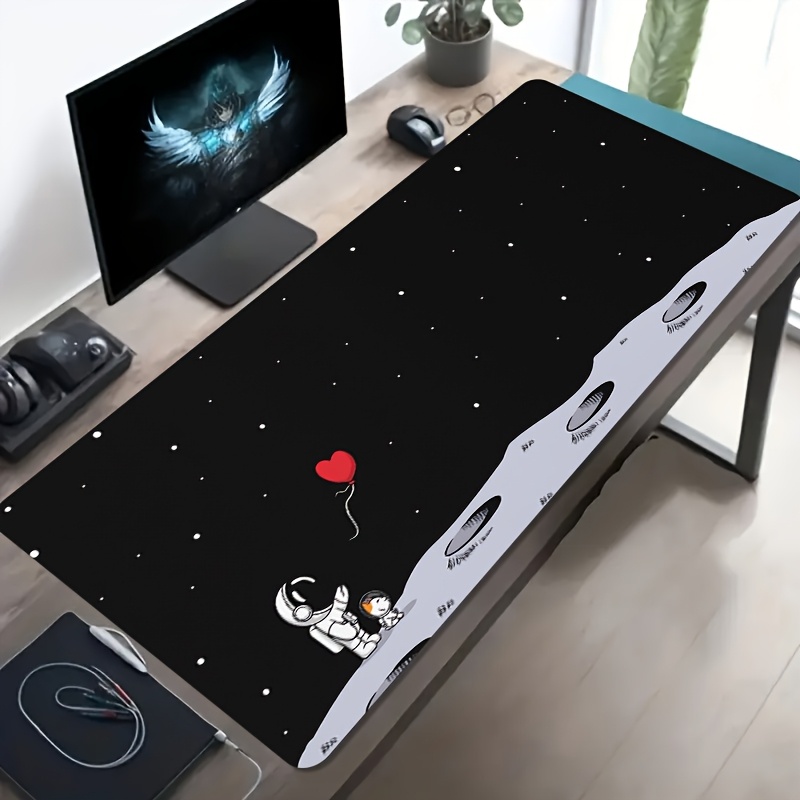 Desk Setup Pc And Laptop - Alas Mouse Gaming Astronaut Moon Space