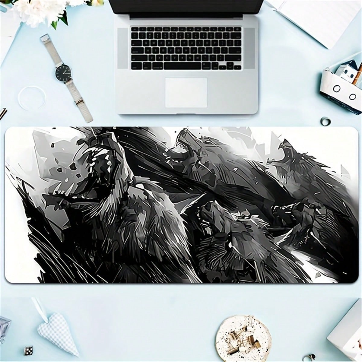 Desk Setup Pc And Laptop - Alas Meja Gaming Seri Serigala Besar,