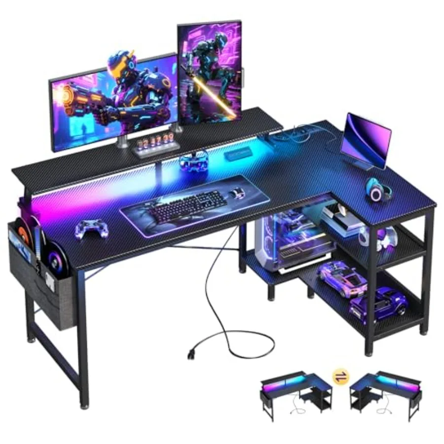 Meja Gaming Berbentuk L dengan - Desk Setup L Shaped ulasan dan harga