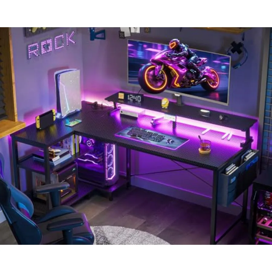 Meja Gaming Berbentuk L dengan - Desk Setup L Shaped ulasan dan harga
