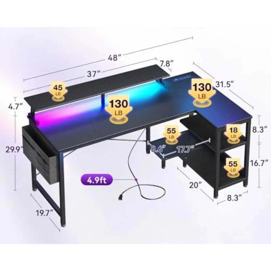 Meja Gaming Berbentuk L dengan - Desk Setup L Shaped ulasan dan harga