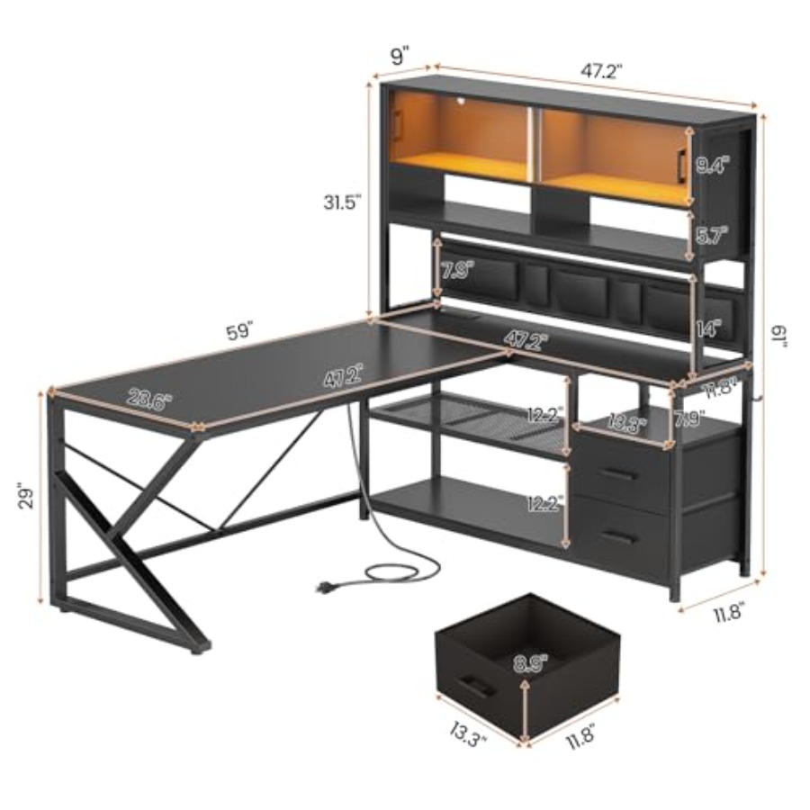 Meja Gaming Berbentuk L dengan - Desk Setup L Shaped ulasan dan harga