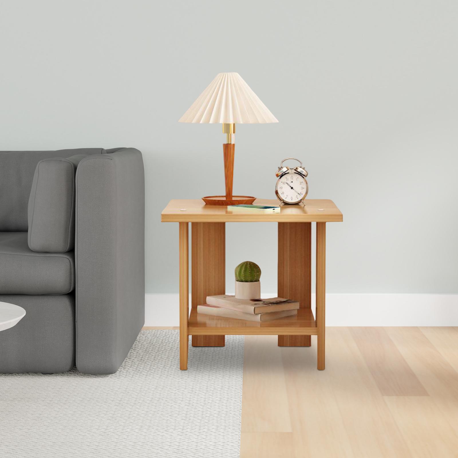 Meja Samping Kayu Dua Lapis Mu - Desk Setup Minimalist ulasan dan harga