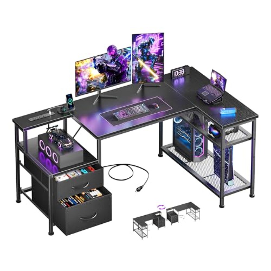 Meja Gaming Bentuk L 49 Inci d - Desk Setup L Shaped ulasan dan harga