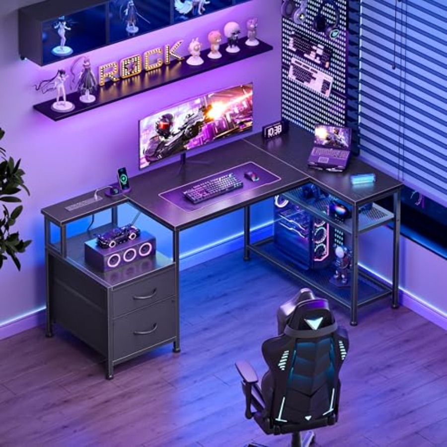 Meja Gaming Bentuk L 49 Inci d - Desk Setup L Shaped ulasan dan harga