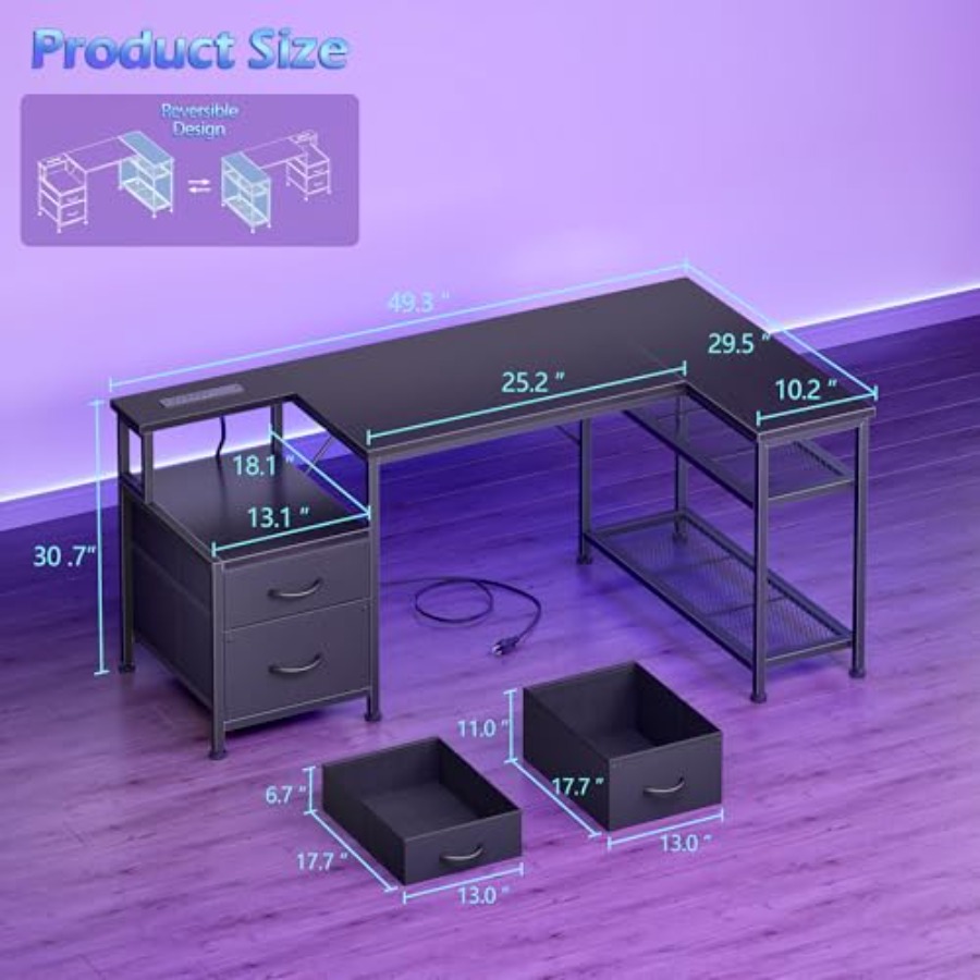 Meja Gaming Bentuk L 49 Inci d - Desk Setup L Shaped ulasan dan harga