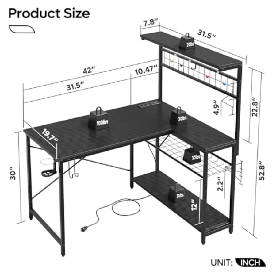 Meja Gaming 42 L dengan Stop K - Desk Setup L Shaped ulasan dan harga